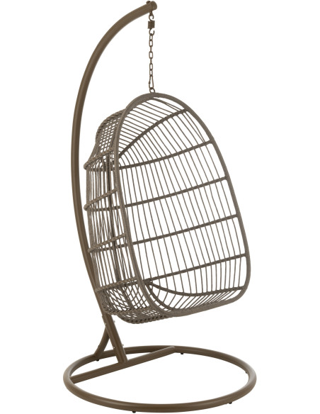 Fauteuil suspendu sur pied en acier et corde Ø100 cm coussin inclus Egga 