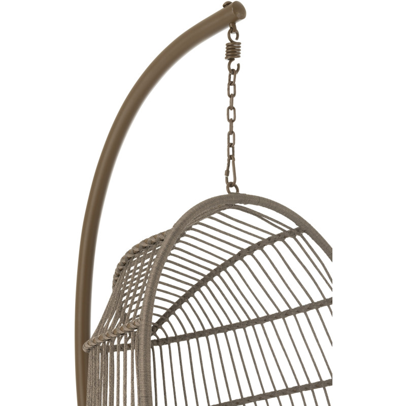 Fauteuil suspendu sur pied en acier et corde Ø100 cm coussin inclus Egga 