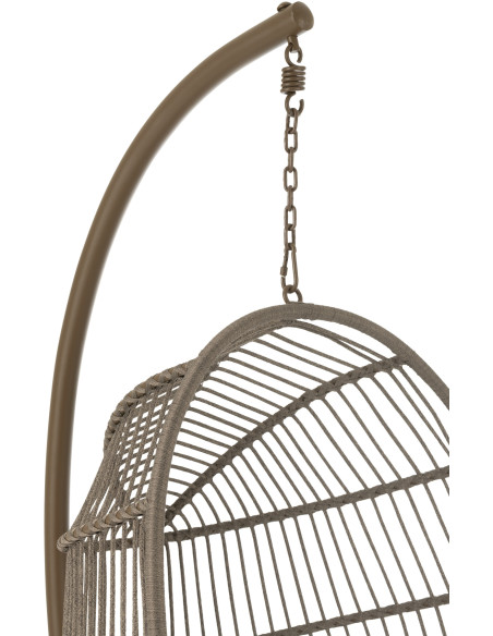 Fauteuil suspendu sur pied en acier et corde Ø100 cm coussin inclus Egga 