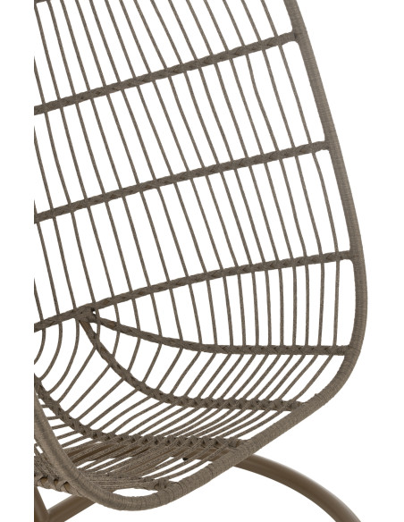 Fauteuil suspendu sur pied en acier et corde Ø100 cm coussin inclus Egga 