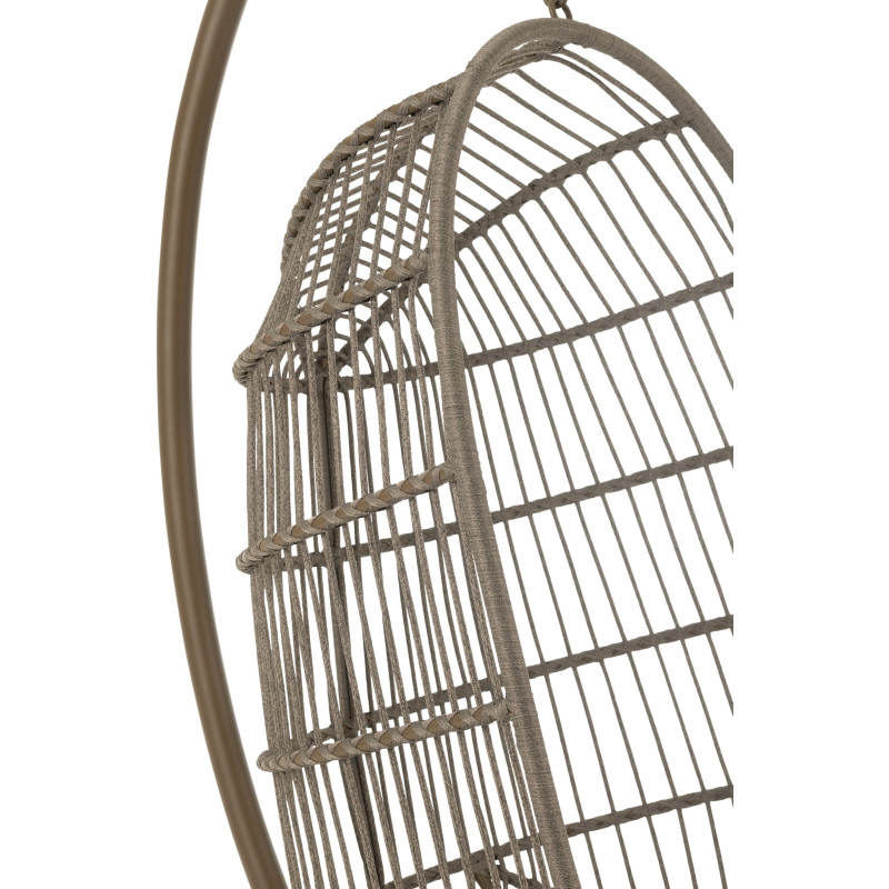 Fauteuil suspendu sur pied en acier et corde Ø100 cm coussin inclus Egga 