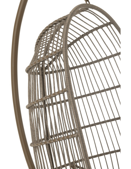 Fauteuil suspendu sur pied en acier et corde Ø100 cm coussin inclus Egga 