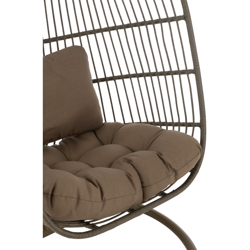 Fauteuil suspendu sur pied en acier et corde Ø100 cm coussin inclus Egga 