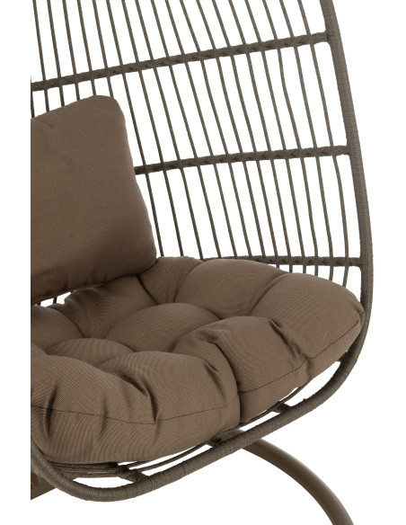 Fauteuil suspendu sur pied en acier et corde Ø100 cm coussin inclus Egga 