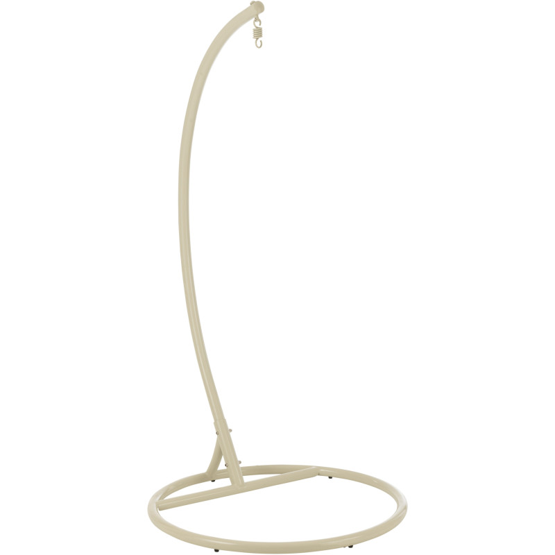 Fauteuil suspendu sur pied en acier et corde beige Ø100 cm coussin inclus Egga 