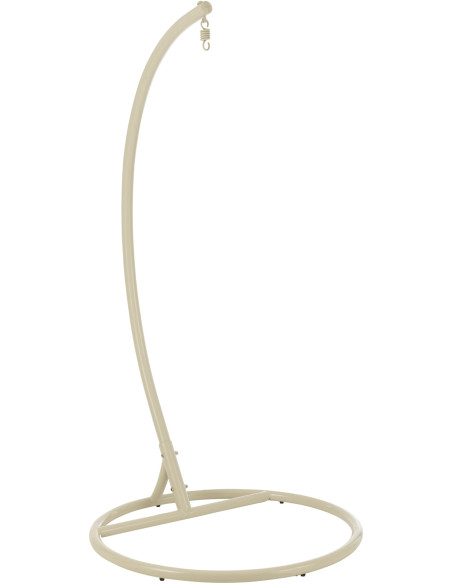 Fauteuil suspendu sur pied en acier et corde beige Ø100 cm coussin inclus Egga 