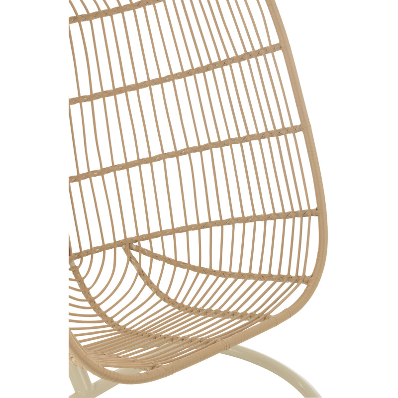 Fauteuil suspendu sur pied en acier et corde beige Ø100 cm coussin inclus Egga 