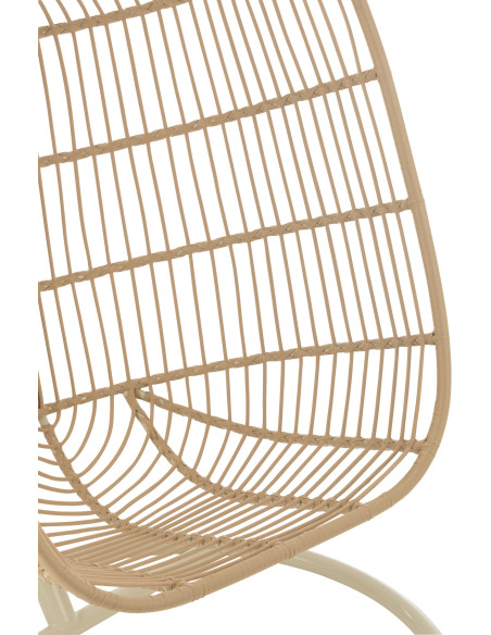 Fauteuil suspendu sur pied en acier et corde beige Ø100 cm coussin inclus Egga 
