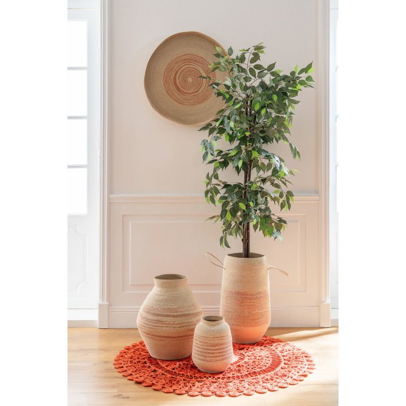 Décoration murale ronde en fibres naturelles terracotta Ø100 cm Marévia 