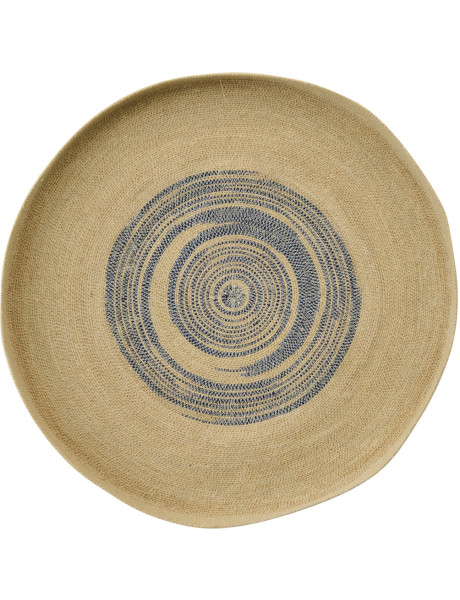 Décoration murale ronde en fibres naturelles motifs bleu Ø70 cm Marévia 