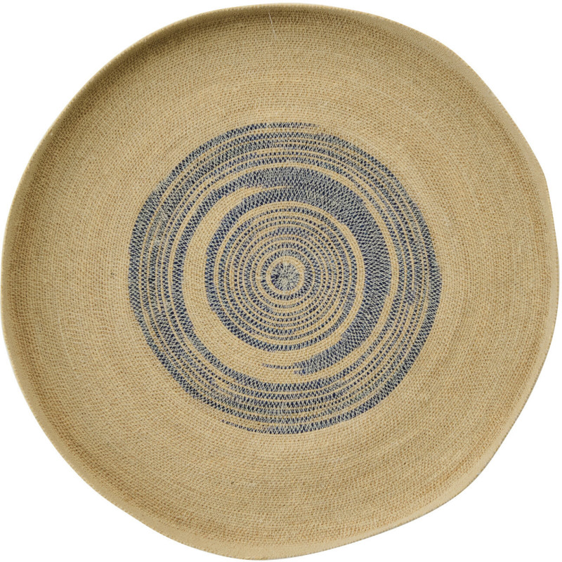 Décoration murale ronde en fibres naturelles motifs bleu Ø70 cm Marévia 