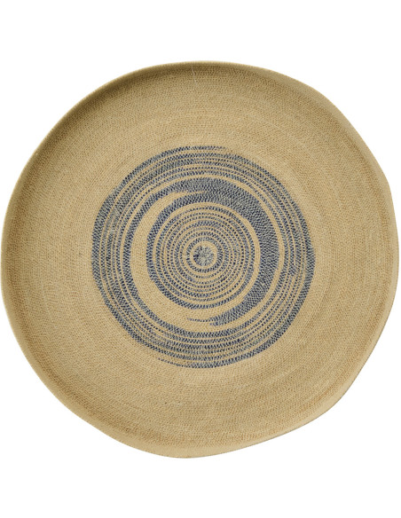 Décoration murale ronde en fibres naturelles motifs bleu Ø70 cm Marévia 