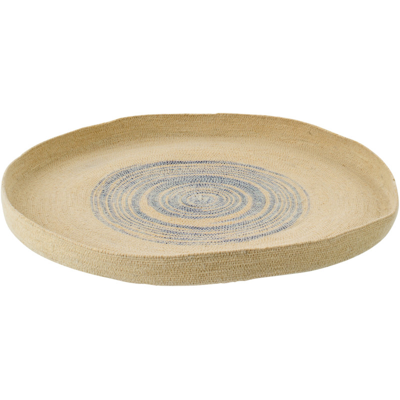 Décoration murale ronde en fibres naturelles motifs bleu Ø70 cm Marévia 