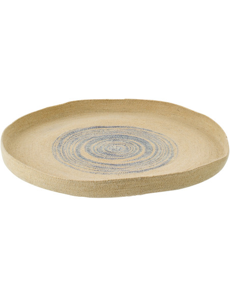 Décoration murale ronde en fibres naturelles motifs bleu Ø70 cm Marévia 