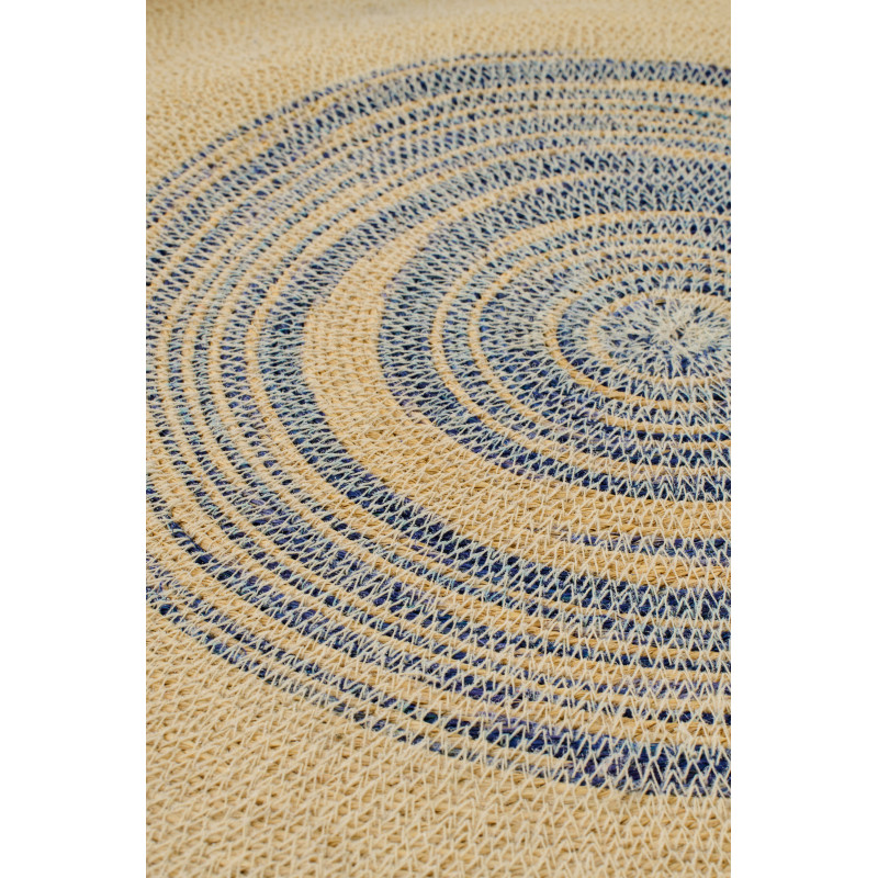 Décoration murale ronde en fibres naturelles motifs bleu Ø70 cm Marévia 