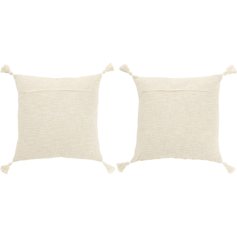 Coussins carrés lignes écru et orange 45 x 45 cm coton déhoussables lot de 2 Solyra 