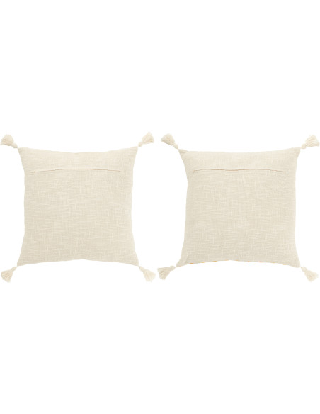 Coussins carrés lignes écru et orange 45 x 45 cm coton déhoussables lot de 2 Solyra 