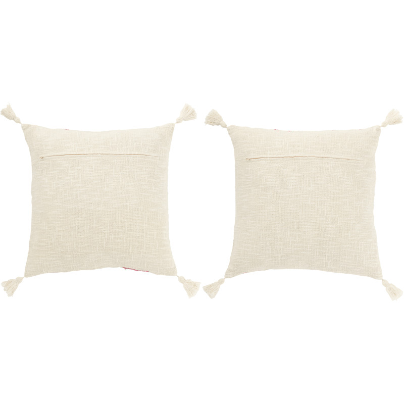 Coussins carrés coton écru et rose 45 x 45 cm déhoussables lot de 2 Solyra 