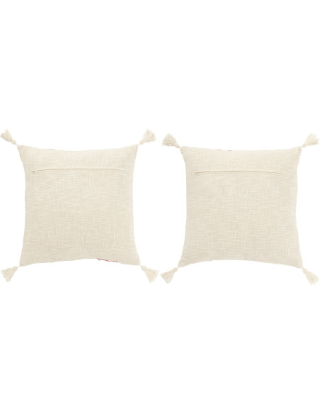 Coussins carrés coton écru et rose 45 x 45 cm déhoussables lot de 2 Solyra 