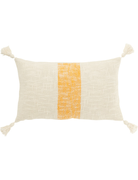 Coussin rectangle lignes orange et écru 30 x 50 cm coton déhoussable Solyra 