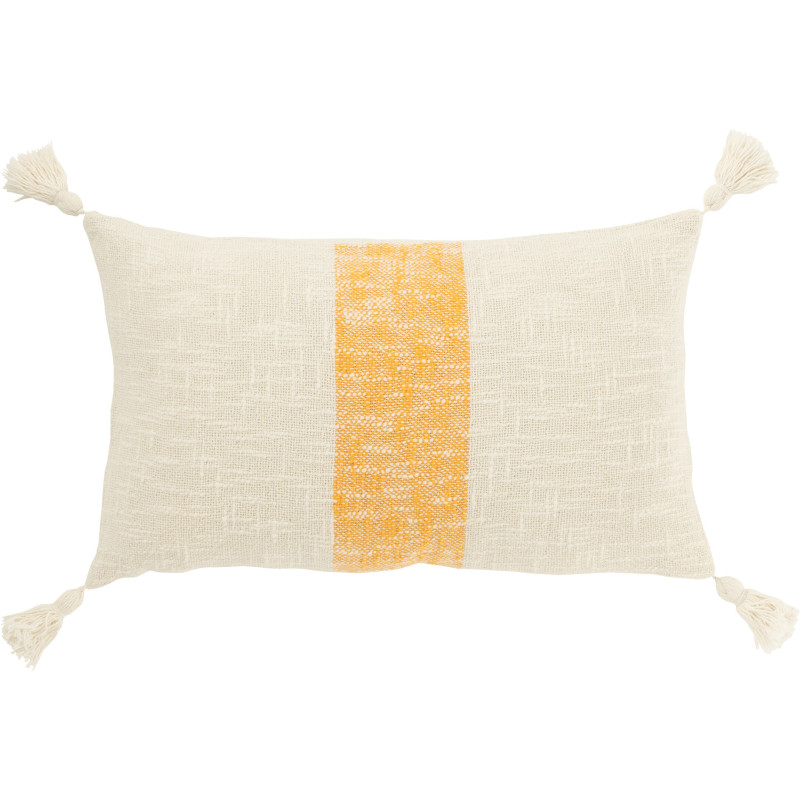 Coussin rectangle lignes orange et écru 30 x 50 cm coton déhoussable Solyra 