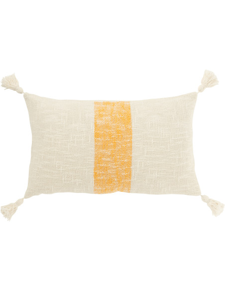 Coussin rectangle lignes orange et écru 30 x 50 cm coton déhoussable Solyra 