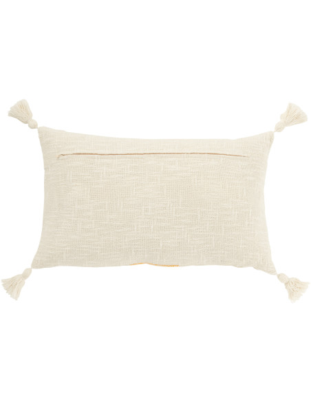 Coussin rectangle lignes orange et écru 30 x 50 cm coton déhoussable Solyra 