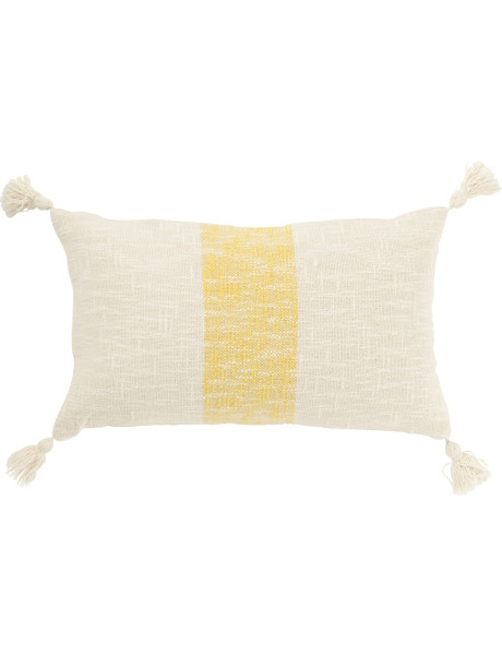 Coussin rectangle lignes jaune et écru 30 x 50 cm coton déhoussable Solyra 