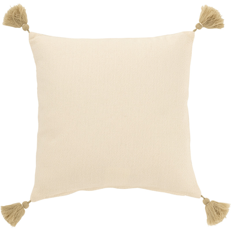 Coussin carré étoiles de mer beige 45 x 45 cm coton déhoussable à pompons Lioréa 