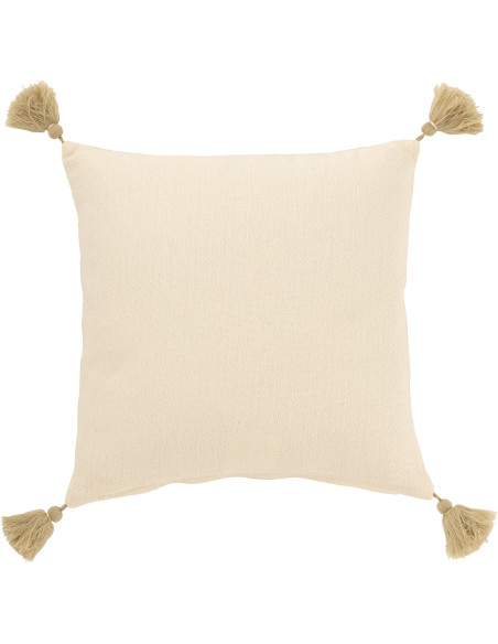 Coussin carré étoiles de mer beige 45 x 45 cm coton déhoussable à pompons Lioréa 