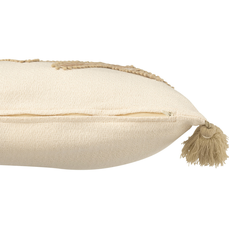 Coussin carré étoiles de mer beige 45 x 45 cm coton déhoussable à pompons Lioréa 