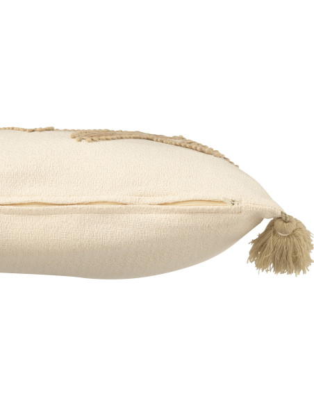 Coussin carré étoiles de mer beige 45 x 45 cm coton déhoussable à pompons Lioréa 