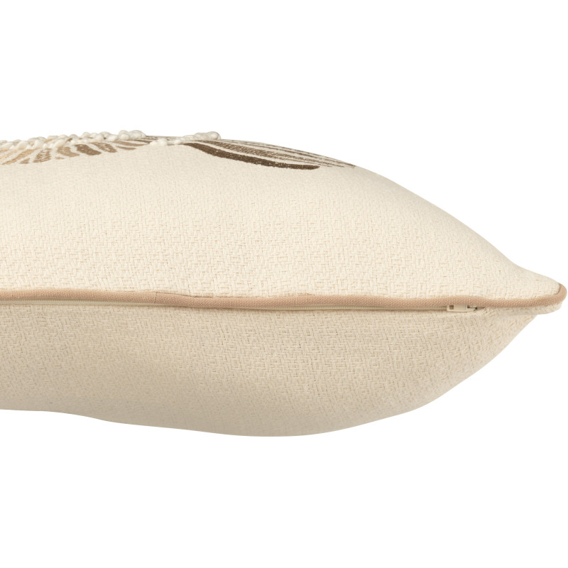 Coussin carré motif coquillage beige 45 x 45 cm coton déhoussable Calyra 