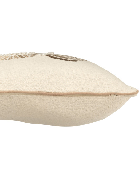 Coussin carré motif coquillage beige 45 x 45 cm coton déhoussable Calyra 