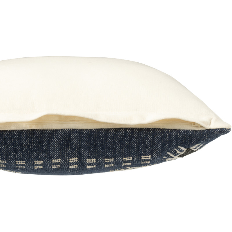 Coussin carré coton motifs ethniques bleu profond 45 x 45 cm Azmara 