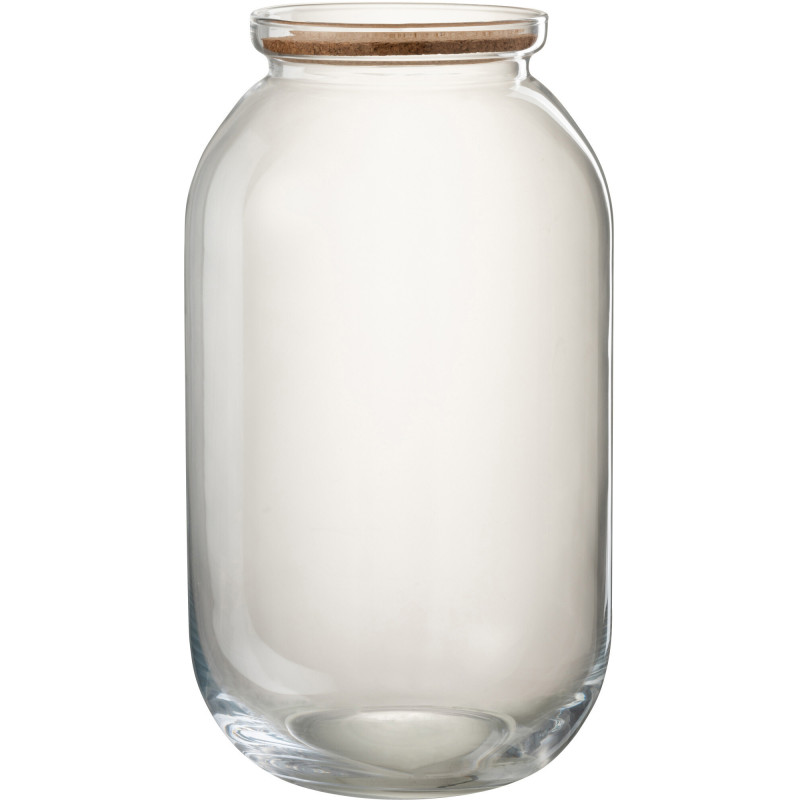 Bocal décoratif en verre transparent avec couvercle liège H41 cm Roxy 