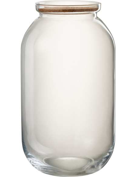 Bocal décoratif en verre transparent avec couvercle liège H41 cm Roxy 