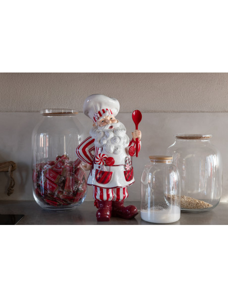Bocal décoratif en verre transparent avec couvercle liège H41 cm Roxy 