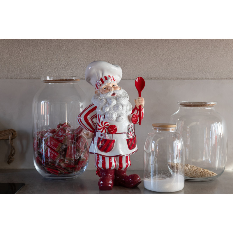 Bocal décoratif en verre transparent avec couvercle liège H41 cm Roxy 