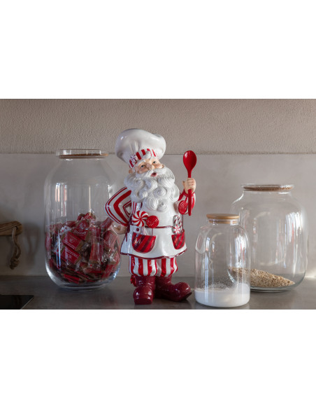 Bocal décoratif en verre transparent avec couvercle liège H41 cm Roxy 