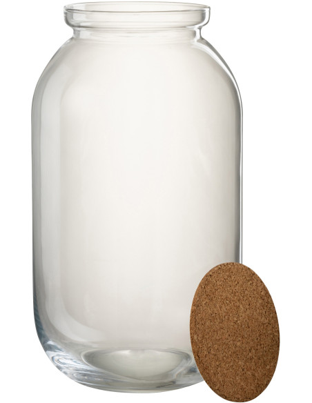 Bocal décoratif en verre transparent avec couvercle liège H41 cm Roxy 