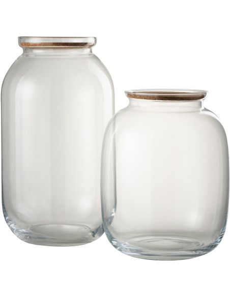 Bocal décoratif en verre transparent avec couvercle liège H41 cm Roxy 