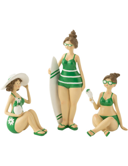 Statuettes décoratives baigneuses résine vert 18 cm lot de 3 Solara 