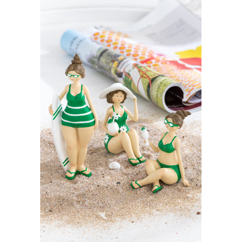 Statuettes décoratives baigneuses résine vert 18 cm lot de 3 Solara 