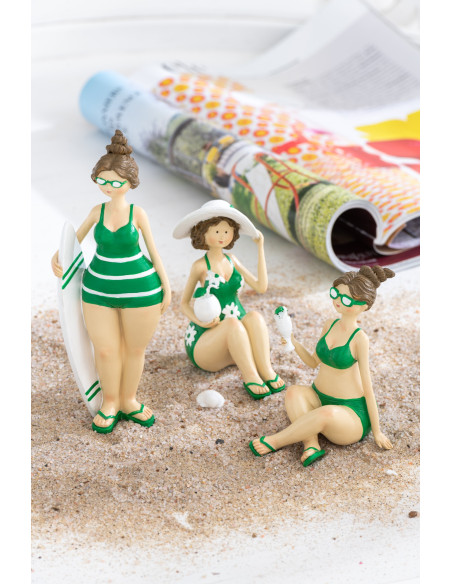 Statuettes décoratives baigneuses résine vert 18 cm lot de 3 Solara 