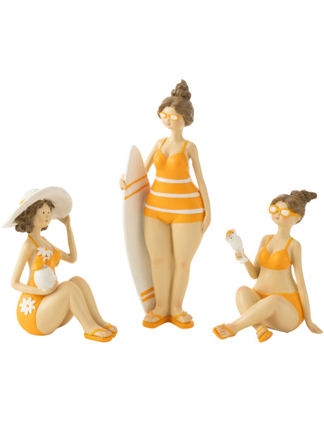 Statuettes décoratives baigneuses résine orange 18 cm lot de 3 Solara 