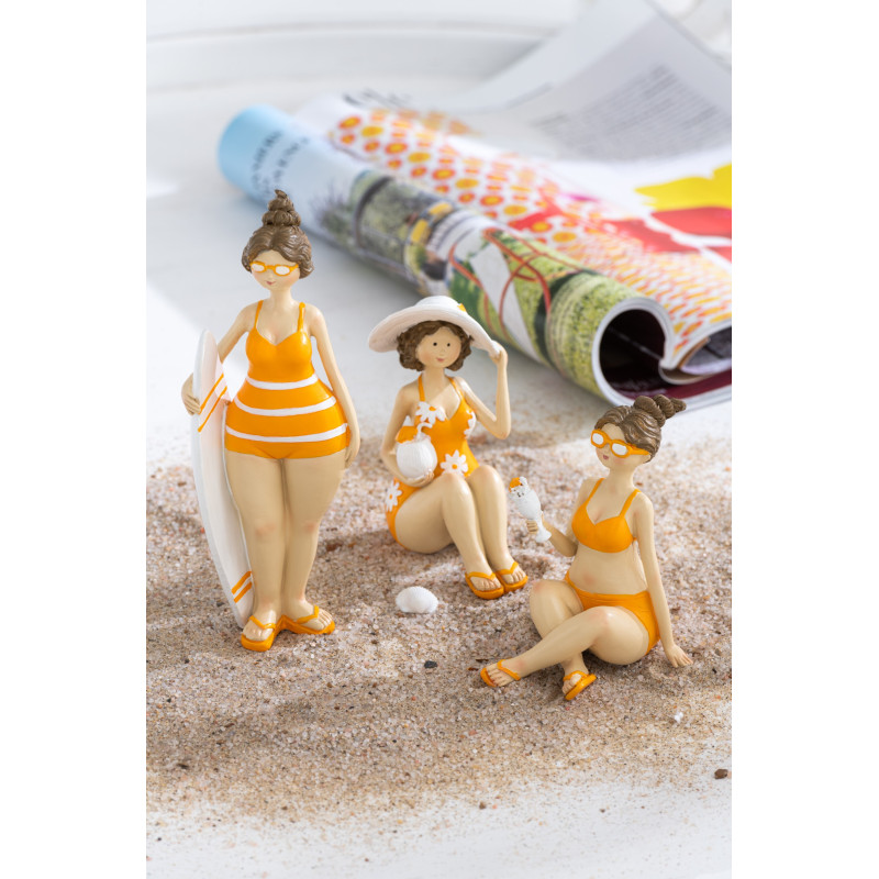 Statuettes décoratives baigneuses résine orange 18 cm lot de 3 Solara 