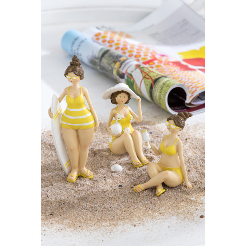 Statuettes décoratives baigneuses résine jaune 18 cm lot de 3 Solara 