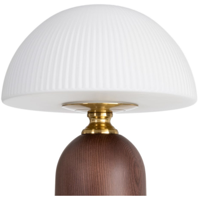 Lampe à poser verre opalin et bois...