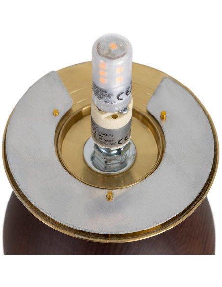 Lampe à poser verre opalin et bois brun 25 x 25 x 38 cm Lumera